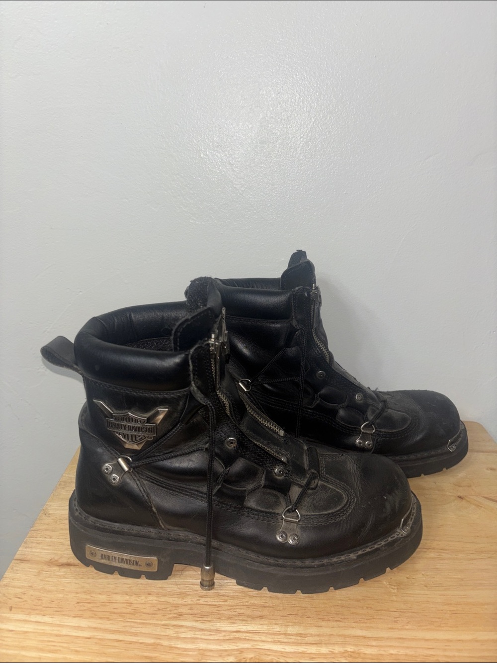 Harley-Davidson Black Leather Break Light Boots 91680 Riding Chunky Mens 9 1/2